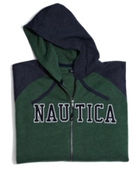 A hooded classic with a sporty spirit. Pair this Nautica zip-up style with comfy sweatpants for the ultimate track-day ensemble.