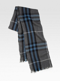 Ultra soft and ultra luxurious, this crinkled scarf is complemented by a signature Burberry check pattern.55% extra fine merino wool/45% cashmereAbout 17 X 78Dry cleanImported