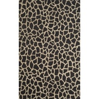 Liora Manne Seville Giraffe Hand Tufted Rug, 8-Feet Round, Black