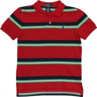 Polo Ralph Lauren Toddler Boys Striped Mesh Polo (4/4T, Red/Navy)