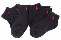 Polo Ralph Lauren boys quarter socks black 6pairs - 8-9.5 (shoe size 13-3)