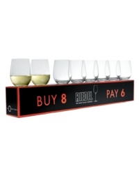 Highlight the unique properties of white wine with the original varietal-specific tumbler: Riedel O wine glasses. A stemless, easy-to-stack shape in durable crystal make the set ideal for every day and casual entertaining.