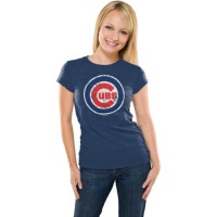 Chicago Cubs Women's Royal (Bullseye Logo) Tri-Blend Tunic Length T-Shirt