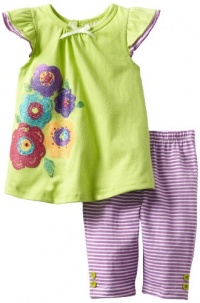 Carter's Watch the Wear Baby-girls Infant 2 Piece Tunic Set With Striped Leggings, Lime, 12 Months