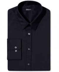 A delicate print adds a stylish impact on this tailored dress shirt by Bar III.