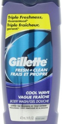 Gillette Fresh + Clean Cool Wave Body Wash 16 Fl Oz, 16.000 Fluid Ounce (Pack of 2)