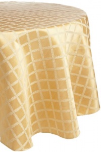 Lenox Laurel Leaf 70-by-104-Inch Oval Tablecloth Gold