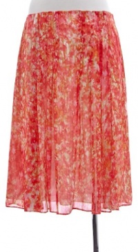 Jones New York Collection Plus Size Pleated Flare Skirt New Coral Multi