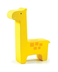 Easily perched on your little one's shelf, this fun wooden giraffe bank encourages saving at an early age.