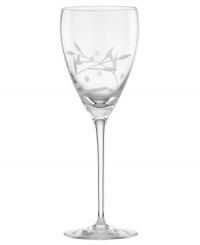 Etched with a playful dot and vine motif, this Lenox goblet is a refreshing and, in dishwasher-safe crystal, amazingly fuss-free addition to fine dining.