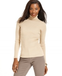 Pair Style&co.'s sleek metallic-thread petite turtleneck with your favorite jeans or black pants for a quintessential fall look!