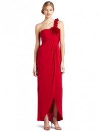 BCBGMAXAZRIA Women's Elysa One Shoulder Drape Dress, Rio Red, Medium