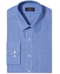 Look sharp in this striped dress shirt by Club Room.