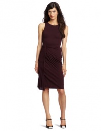 HALSTON HERITAGE Women's Side Twist Pleated Dress, Aubergine, 2