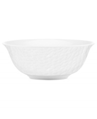 Set the tone with the white bone china of Devore dinnerware. A matte, organic texture lends chic distinction to a serving bowl that's equally suited for fine dinner parties and every day of the week. From Donna Karan by Lenox.