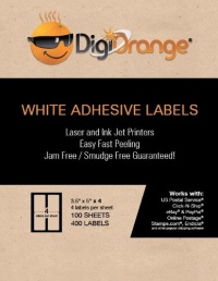 DigiOrange® Pack of 400 White Mailing/Shipping Labels for Laser/Inkjet printers