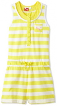 PUMA Girl's 2-6x Striped Romper, Yellow, 5