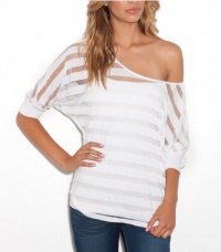 G by GUESS Mason Mesh Striped Dolman Top