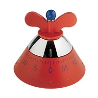 Kitchen timer in thermoplastic resin, White. Mechanical movement, designed by Michael Graves.