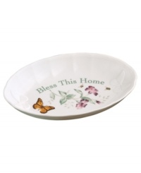 There's no better place to feel sentimental than at the table with this Butterfly Meadow tray. With the words Bless This Home and a whimsical springtime motif, it serves as a beautiful message and housewarming gift for friends and family. From Lenox's collection of serveware and serving dishes.