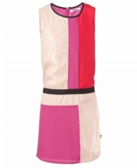 A nod to mod. She'll look like a true fashionable grown-up in her DKNY colorblocked dress.