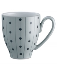 A true gem, the Amethyst Stone mug features a festive dot and line motif on slate-colored stoneware from Denby's collection of dinnerware. The dishes can work alone with their playful theme or they can be paired with simply glazed Amethyst pieces for a well-balanced and uniquely customized table setting.