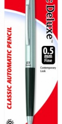 Pentel Classic Deluxe Automatic Pencil, 0.5mm, Black and Brushed Silver Chrome Barrel, 1 Pack (S55BP)