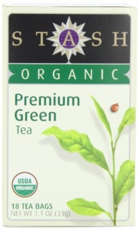 Stash Tea Company Organic Premium Green Tea, 18 Count Tea Bags in Foil (Pack of 6)