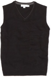 Calvin Klein Dress Up Boys 2-7 Solid Sweater Vest, Black, Large(7)