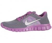 Nike Kids's NIKE FREE RUN 3 (GS) RUNNING SHOES 6 (CHARCOAL/WHITE/VIOLA/ATMC GRN)