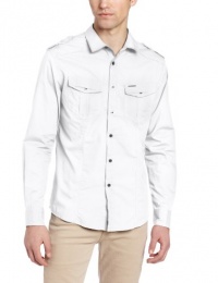 Marc Ecko Cut & Sew Men's Solid Poplin Military Shirt