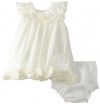 Rare Editions Baby Girls Newborn Mesh Dress, Ivory, 6-9 Months