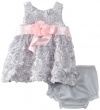 Rare Editions Baby Girls Newborn Soutach Dress, Silver, 0-3 Months