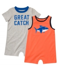 What a catch! Everyone will want to reel in this cutie when they see him in one of these cool rompers from this Carter's 2-pack.