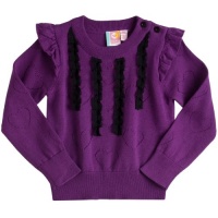 Roxy Kids Girls 2-6x Teenie Wahine Super Cool Crewneck Sweater, Sparkling Grape/Black Lace, Medium