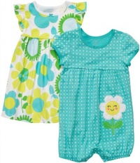 Carter's Dress & Romper Girls Set (12 months, Turquoise/green)