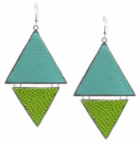 Bar III Earrings, Silver-Tone Turquoise Green Double Triangle Drop Earrings