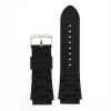 Watch Band Silicone Rubber Link Heavy Black Strap Waterproof Stainless Buckle 24 millimeters