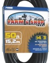 Prime Wire & Cable EC532730 50-Foot 14/3 SJTOW Farm and Shop Extension Cord, Black