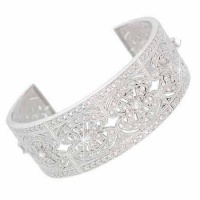 Sterling Silver 1.76ct CZ Flower Filigree Bangle