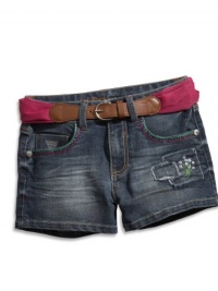 GUESS Kids Girls Big Girl Belted Medium Stonewash Denim S, MEDIUM STONE (7)