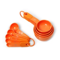 KitchenAid Classic Soft Grip Plastic Measuring Cups and Spoons Set, Tangerine