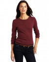 Three Dots Red Women's Classic Fit Long Sleeve Tee