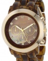 Breda Women's 2307-Tort/Gold Brooke Oversized Bezel Mother-Of-Pearl Dial Rhinestone Hour Markers Plastic Band Watch