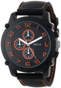 Breda Men's 8135_orange Colton Black Bezel Orange Accented Silicone Band Watch