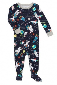 Carters Space Dog Zip Up Sleep & Play NAVY 12 Mo