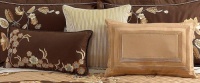 Martha Stewart Bedford Flowers 18 Square Decorative Pillow Gold/Ivory Stripe