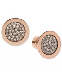 Sharp style from Michael Kors. With a sliced face with pave accents, these stud earrings are a sparkling treat. Crafted in rose-gold tone mixed metal. Approximate diameter: 1/2 inch.