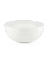 Find style and substance in the Tin Can Alley fruit bowl. Concentric grooves give the Lenox dinnerware its edge in versatile white bone china.