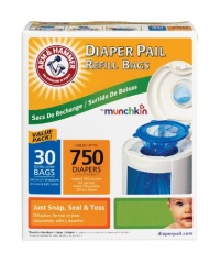 Munchkin Arm & Hammer Diaper Pail Refill Bags, 30 Count